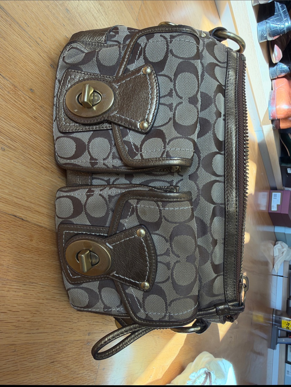 Coach Signature-Print limited edition handbag with beautiful colorful lining